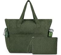 NADSSJL Bolso de pana para mujer, bolso grande con cremallera, bolso de la compra para mujer, bolso para portátil con compartimento para portátil de 17 pulgadas, bolso de viaje para trabajo, escuela