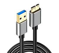 NAERSI Cable micro USB 3.0, 0.5/1/1.5/2 m, súper velocidad USB 3.0 A macho a Micro B, cable de disco duro externo con conectores chapados en oro para Galaxy S5, Note 3, cámara y más (1 m)