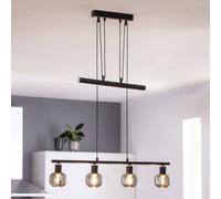 Näve Colgante lineal Fumoso 4 luces negro/gris humo