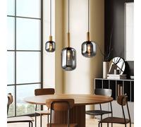 Näve Lámpara colgante Fumo vidrio humo, 3 luces, lineal