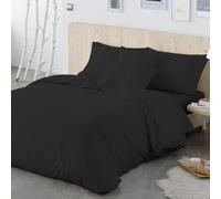 NAF NAF Funda nórdica Lisa Color Negro. 100% algodón 144 Hilos. Cierre con Cremallera. Varios tamaños Disponibles (200x220 cm/240x220 cm/260x240 cm)