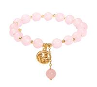 NAFEIMILUN Pulsera Piedras Naturales Mujer Pulsera De Ágata De Cristal Para Mujer Estilo Chino De Verano Pulsera De Un Solo Bucle Joyería De Mano Tarjeta De Bendición De Calcedonia Rosa