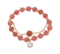 NAFEIMILUN Pulsera Piedras Naturales Mujer Pulsera De Ágata De Cristal Para Mujer Estilo Chino De Verano Con Un Solo Bucle Cuentas De Cristal De Fresa