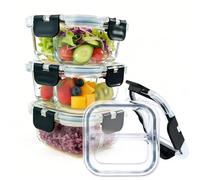 Nafhone Bariatric - Recipientes bariátricos para preparación de comidas, 226.8 g con control de porciones bariátricas con dos compartimentos de 4 onzas (paquete de 3), recipientes de vidrio