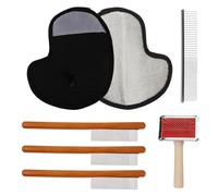 NAFJYR Juego de 6 piezas de depilación de mascotas, guantes electrostáticos reutilizables y peines para mascotas para el aseo de perros pequeños