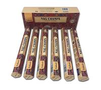 Nag Champa Incienso Aromático Natural - Aromaterapia, Barras de Incienso, 6 Paquetes de 20 Unidades, Gran Duración
