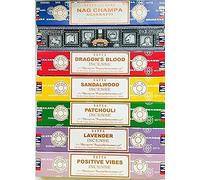 Nag Champa - Paquete de varillas de incienso (15 g, 7 aromas), enrolladas a mano, no tóxicas, perfectas para meditación y relajación, paquete regalo