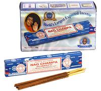Nag Champa Paquete Grande Azul, 12 Paquetes de 15 g Cada uno, Total 180 g.
