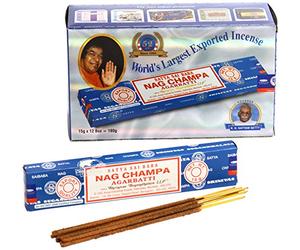 Nag Champa Paquete Grande Azul, 12 Paquetes de 15 g Cada uno, Total 180 g.
