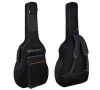 NAGAN Fundas Bolsa para guitarra de 42 pulgadas, impermeable, acolchado extra grueso de 0.6 pulgadas, mochila con correa de hombro ajustable, lazo para colgar en la espalda (negro y naranja)