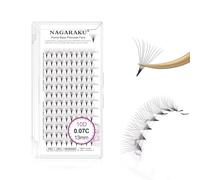 NAGARAKU 10D Volumen Ruso Pestañas 120 Fans Prefabricados Ventiladores Pelo a Pelo Racimo Afilados Tallo Estrecho Base Fina Y Puntiaguda Abanicos Esponjosas Natural Premade Fans Negro (0.07 C 13mm）
