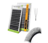 NAGARAKU 3D U Pestañas U Forma Naturales Esponjosas Flexibles Rizo Tejidas A Mano Suave Ligeras Finas Flor Compacta Cada Volumen Abanico Pestaña Luce Clara y Separada U Lash Negro Mate (0,07 C 13mm)