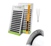 NAGARAKU 3D U Pestañas U Forma Naturales Esponjosas Flexibles Rizo Tejidas A Mano Suave Ligeras Finas Flor Compacta Cada Volumen Abanico Pestaña Luce Clara y Separada U Lash Negro Mate (0,07 D 9mm)
