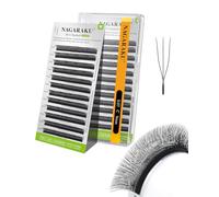 NAGARAKU 3D U Pestañas U Forma Naturales Esponjosas Flexibles Rizo Tejidas A Mano Suave Ligeras Finas Flor Compacta Cada Volumen Abanico Pestaña Luce Clara y Separada U Lash Negro Mate (0,07 C 9mm)
