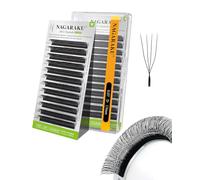 NAGARAKU 4D U Pestañas U Forma Naturales Esponjosas Flexibles Rizo Tejidas A Mano Suave Ligeras Finas Flor Compacta Cada Volumen Abanico Pestaña Luce Clara y Separada U Lash Negro Mate (0,07 D 13mm)