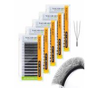 NAGARAKU 5 Cajas 3D U Pestañas 0.07 C 8-15mm Negro Mate Abanicos Compactos