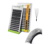 NAGARAKU 5D U Pestañas U Forma Naturales Esponjosas Flexibles Rizo Tejidas A Mano Suave Ligeras Finas Flor Compacta Cada Volumen Abanico Pestaña Luce Clara y Separada U Lash Negro Mate (0,07 C 8-15mm)