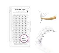 NAGARAKU 5D Volumen Ruso Pestañas 120 Fans Prefabricados Ventiladores Pelo a Pelo Racimo Afilados Tallo Estrecho Base Fina Y Puntiaguda Abanicos Esponjosas Natural Premade Fans Negro (0.07 C 15mm）
