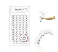 NAGARAKU 7D Volumen Ruso Pestañas 120 Fans Prefabricados Ventiladores Pelo a Pelo Racimo Afilados Tallo Estrecho Base Fina Y Puntiaguda Abanicos Esponjosas Natural Premade Fans Negro (0.07 C 10mm）