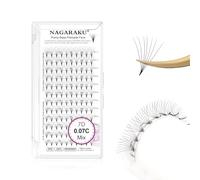 NAGARAKU 7D Volumen Ruso Pestañas 120 Fans Prefabricados Ventiladores Pelo a Pelo Racimo Afilados Tallo Estrecho Base Fina Y Puntiaguda Abanicos Esponjosas Natural Premade Fans Negro (0.07 C 8-15mm）