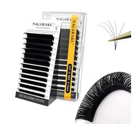 NAGARAKU Easy Fan Pestañas 2 Layers 2~20D Volumen Ruso Técnica Mechón Floración Rapid Pelo a Pelo Pestañas Postizas Abanico Automático Suaves Natural Auto Self Fanning Fluffy Lash Negro(0.07 D 8-15mm）