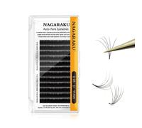 NAGARAKU Easy Fan Pestañas 2 Layers 2~20D Volumen Ruso Técnica Mechón Floración Rapid Pelo a Pelo Pestañas Postizas Abanico Automático Suaves Natural Auto Self Fanning Fluffy Lash Negro (0.03 C 14mm）
