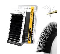 NAGARAKU Easy Fan Pestañas 2 Layers 2~20D Volumen Ruso Técnica Mechón Floración Rapid Pelo a Pelo Pestañas Postizas Abanico Automático Suaves Natural Auto Self Fanning Fluffy Lash Negro(0.05 C 8-15mm）