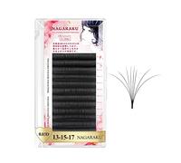 NAGARAKU Easy Fan Pestañas 3 Layers 3~20D Longitud Mixta Volumen Floración Rapid Pelo a Pelo Pestañas Postizas Abanico Automático Suaves Natural Auto Self Fanning Fluffy Lash Negro (0.03 C 13-15-17mm)