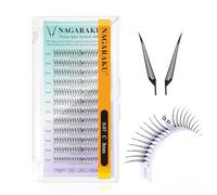 NAGARAKU Flying Comic Spire Pestañas 240 Fans con 24 Fans Mariposa + Flor Ligeros Anime Prefabricadas Abanicos Ultraligeros Moldeado en Una Pieza Volumen Base Plana Fáciles De Aplicar (0.07 C 8mm)