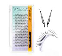 NAGARAKU Flying Comic Spire Pestañas 240 Fans con 24 Fans Mariposa + Flor Ligeros Anime Prefabricadas Abanicos Ultraligeros Moldeado en Una Pieza Volumen Base Plana Fáciles De Aplicar (0.07 D 10mm)