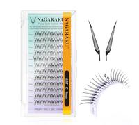 NAGARAKU Flying Comic Spire Pestañas 240 Fans con 24 Fans Mariposa + Flor Ligeros Anime Prefabricadas Abanicos Ultraligeros Moldeado en Una Pieza Volumen Base Plana Fáciles De Aplicar (0.07 C 9mm)