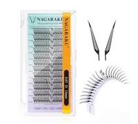 NAGARAKU Flying Comic Spire Pestañas 240 Fans con 24 Fans Mariposa + Flor Ligeros Moldeado en Una Pieza No Requiere Sellador Volumen Suave Base Plana y Punta Afilada Fáciles De Aplicar (0.07 D 15mm)