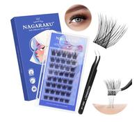 NAGARAKU Pestañas Autoadhesivas con Pinzas Kit, 40 Racimos Un Paso Presionando Sin Pegamento Ni Removedor Reutilizables Pre-pegado Suave No Glue Needed DIY Eyelash Aspecto Natural (0,07mm C 10-16mm)