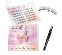 NAGARAKU Pestañas Autoadhesivas con Pinzas Kit, 60 Fans Una Sola Pieza Finas Láminas Adhesivas Sin Pegamento Ni Removedor Reutilizables Natural Para Todas Las Formas De Ojos (C Curl Split Sunflower)