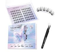 NAGARAKU Pestañas Autoadhesivas con Pinzas Kit, 72 Fans Una Sola Pieza Finas Láminas Adhesivas Sin Pegamento Ni Removedor Reutilizables Aspecto Natural Para Todas Las Formas De Ojos (C Curl Sunflower)