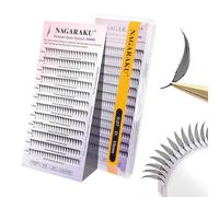 NAGARAKU Pestañas Manga 240 Fans Efecto Spiky Mirada Definida Pestañas Una Pieza Prefabricadas Estilo Anime Sin Caída Ultraligeras Base Plana Fácil Aplicación Sin Gel Fijador (Comic 0.07 D 12mm)