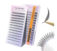 NAGARAKU Pestañas Manga 240 Fans Efecto Spiky Mirada Definida Pestañas Una Pieza Prefabricadas Estilo Anime Sin Caída Ultraligeras Base Plana Fácil Aplicación Sin Gel Fijador (Comic 0.07 D 8-15mm)