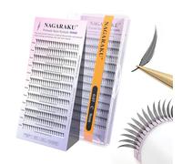 NAGARAKU Pestañas Manga 240 Fans Efecto Spiky Mirada Definida Pestañas Una Pieza Prefabricadas Estilo Anime Sin Caída Ultraligeras Base Plana Fácil Aplicación Sin Gel Fijador (Comic 0.07 C 12mm)