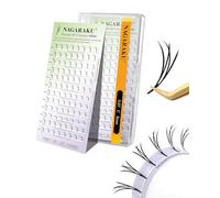 NAGARAKU Pestañas Manga 96 Fans Para Un Efecto Denso Y Ligero Efecto De Ojos Prefabricadas Estilo Anime Sin Caída Ultraligeras Base Plana Fácil Aplicación Sin Gel Fijador (4D Y 0.07 C 9mm)