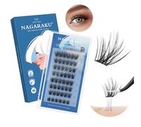 NAGARAKU Pestañas Postizas Autoadhesivas 48 Pcs Volumen DIY Lash Sin Pegamento Ni Removedor Reutilizables Aplicación En Un Solo Paso Naturals Suaves Lash Y Finas Aspecto de hada 0,07mm C 10-16mm