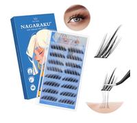 NAGARAKU Pestañas Postizas Autoadhesivas 96 Pcs Estilo Zorro Volumen Lash Sin Pegamento Ni Removedor Reutilizables Aplicación En Un Solo Paso con Alas Inclinadas Y Efecto Delineador 0,07mm 10-13mm