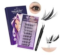 NAGARAKU Pestañas Postizas Autoadhesivas con Pinzas 32 Pcs Bailarina Reutilizables Sin Pegamento Ni Removedor En Un Solo Paso Lash Mezcla De Cachorro Y Zorro Para Maquillaje de Noche 0,07mm C 11-15mm