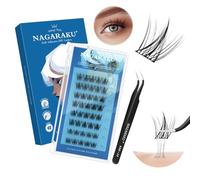 NAGARAKU Pestañas Postizas Autoadhesivas con Pinzas 40 Pcs Estilo Trilogía Eyelash Suaves Sin Pegamento Ni Removedor Reutilizables Aplicación En Un Solo Paso Para Un Volumen Natural 0,07mm C 10-13mm