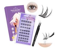 NAGARAKU Pestañas Postizas Autoadhesivas con Pinzas 40 Pcs Eyelash Sin Pegamento Ni Removedor Reutilizables Aplicación En Un Solo Paso Forma Puntiaguda Para Reductor de Edad Star Eyes 0,07mm C 10-12mm