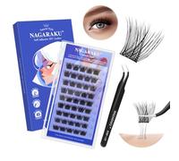 NAGARAKU Pestañas Postizas Autoadhesivas con Pinzas 45 Pcs Volumen Sin Pegamento Ni Removedor Reutilizables Aplicación En Un Solo Paso Suaves Y Finas Eyelash Maquillaje Natural 0,07mm, C 10/11/12mm