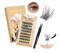 NAGARAKU Pestañas Postizas Autoadhesivas con Pinzas 48 Pcs Volumen Esponjoso Sin Pegamento Ni Removedor Reutilizables Aplicación En Un Solo Paso Voluminosas Para Una Mirada Profunda 0,07mm C 10-16mm