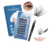NAGARAKU Pestañas Postizas Autoadhesivas con Pinzas 48 Pcs Volumen Lash Sin Pegamento Ni Removedor Reutilizables Aplicación En Un Solo Paso Natural Suaves Lash Y Finas Aspecto de hada 0,07mm C 10-16mm