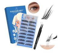 NAGARAKU Pestañas Postizas Autoadhesivas con Pinzas 96 Pcs Zorro Volumen Lash Sin Pegamento Ni Removedor Reutilizables Aplicación En Un Solo Paso con Alas Inclinadas Y Efecto Delineador 0,07mm 10-13mm