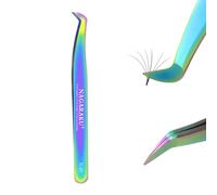 NAGARAKU Pinzas Volumen Pestañas Curvas Punto Precisión Sin Brecha Pinzas de Fan Depilar Profesional Acero Inoxidable De Colores Con Tapas Protectoras En Las Puntas Tweezer Para Voluminosas (N-05）