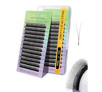 NAGARAKU Y Pestañas Suministros Y Lash Abanicos Pre Armados Prefabricados 2D Volumen Ruso Cruz Y Pestañas Tejidas a Mano Malla en Forma Y Eyelash Extension Cluster Negro Mate 12 Filas(0.07 C 10mm)
